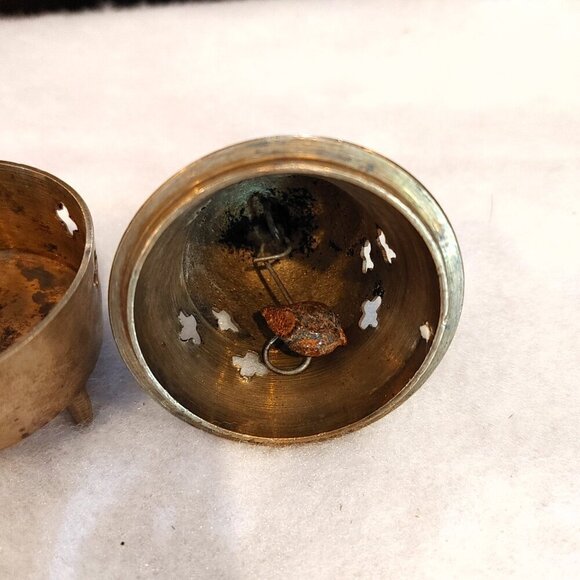 Vintage Etched Brass 2-piece Servant BELL w LID, Footed India - Incense Burner - Picture 3 of 6